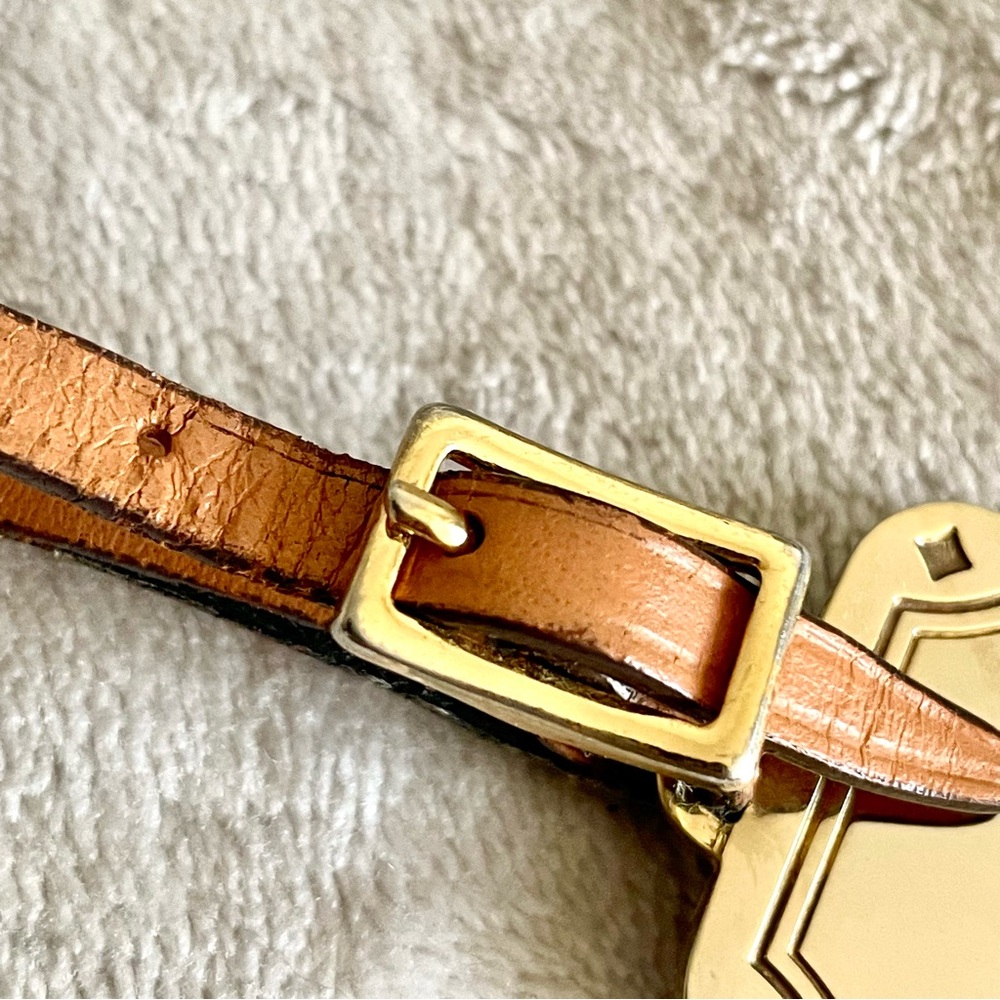 MCM Gold Tone Key Holder Bag Charm Brown Leather Strap - Picture 6 of 7